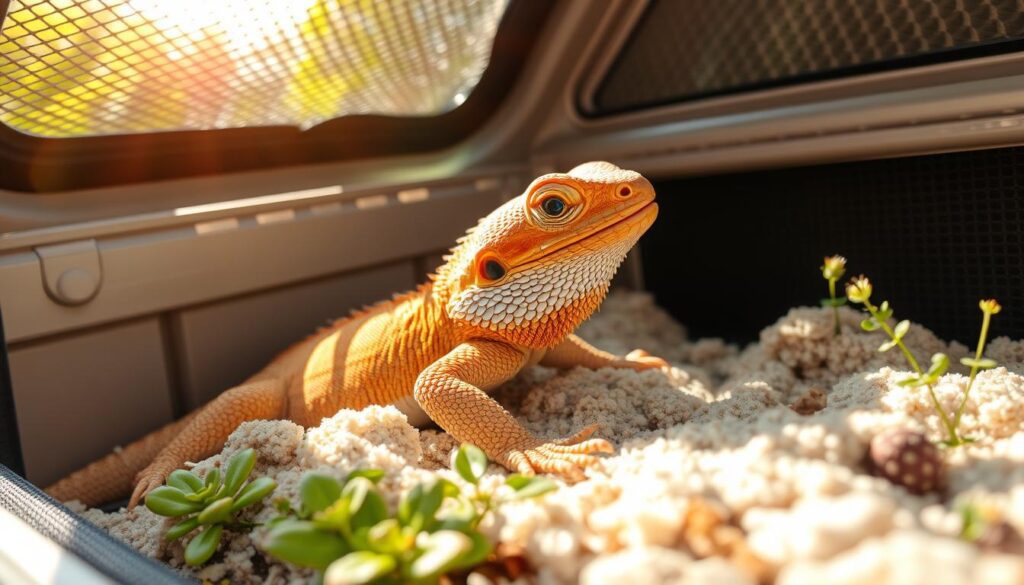 bearded dragon in travel container bearded dragon in travel container