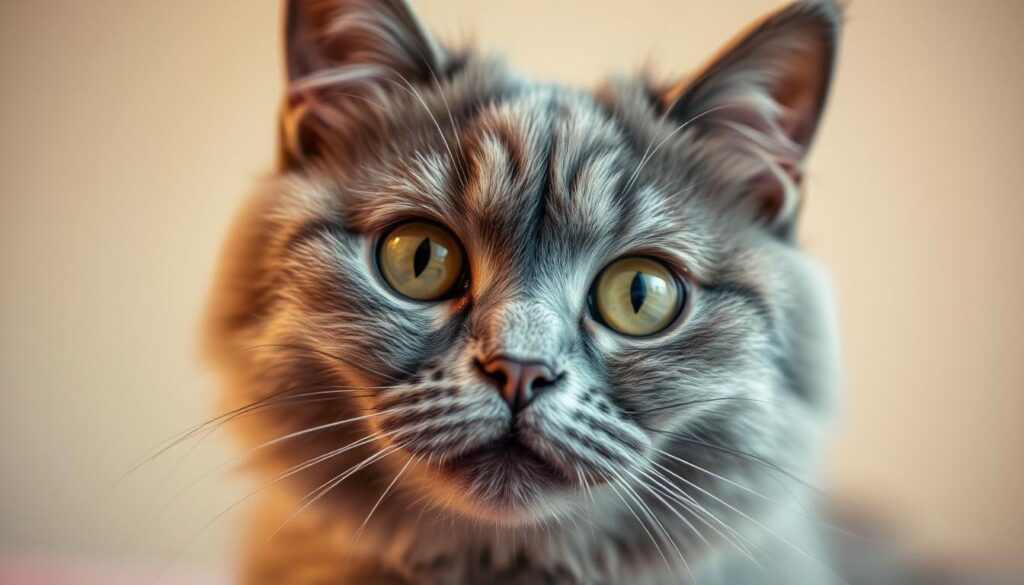 A close-up portrait of an exotic shorthair cat, its plush, rounded face and large, expressive eyes capturing its curious and affectionate personality. The feline's fluffy, silvery-grey fur gleams softly under warm, diffused lighting, creating a cozy, intimate atmosphere. The cat's head is gently tilted, its gaze direct and inquisitive, conveying the breed's well-known playful and sociable nature. The background is blurred, keeping the focus solely on the captivating feline subject, which fills the frame with its charming presence. A close-up portrait of an exotic shorthair cat, its plush, rounded face and large, expressive eyes capturing its curious and affectionate personality. The feline's fluffy, silvery-grey fur gleams softly under warm, diffused lighting, creating a cozy, intimate atmosphere. The cat's head is gently tilted, its gaze direct and inquisitive, conveying the breed's well-known playful and sociable nature. The background is blurred, keeping the focus solely on the captivating feline subject, which fills the frame with its charming presence.
