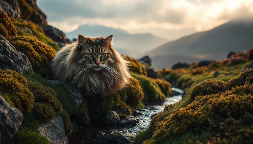 Highland cat characteristics in natural habitat
